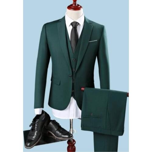 Dark Green Mens Suit Three Piece High Qulity Handsome Formal Occasional Party Prom Wedding Tuxedos