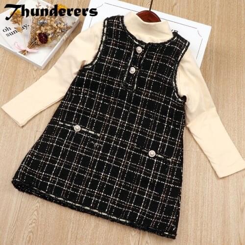 Thunderers Spring Autumn Kids Clothing Set For Girl Thick Shirt With Dress Girl Princess Dresses Toddler Baby 2pcs Outfits