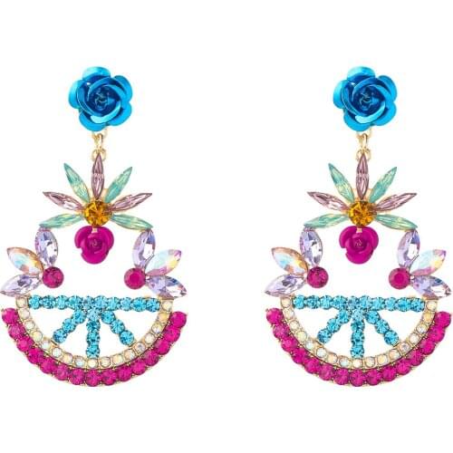 Novelty Design Multicolors Rhinestone Fruit Dangle Earrings For Women Fashion Jewelry Maxi Daily Collection Earrings Accessories