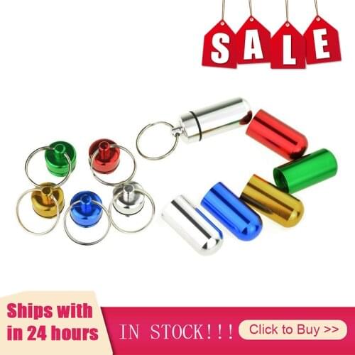 Waterproof Aluminum Pill Box Case Bottle Cache Drug Holder Container Keychain Medicine Box Health Care Patient Household Outdoor