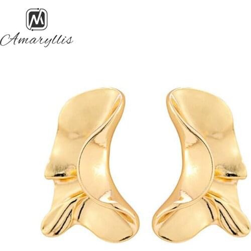 Amaiyllis Simple Alloy Geometric Stud Earrings For Women Abstract Art Face Gold Color Earrings Daily Metal Post Earrings Brincos