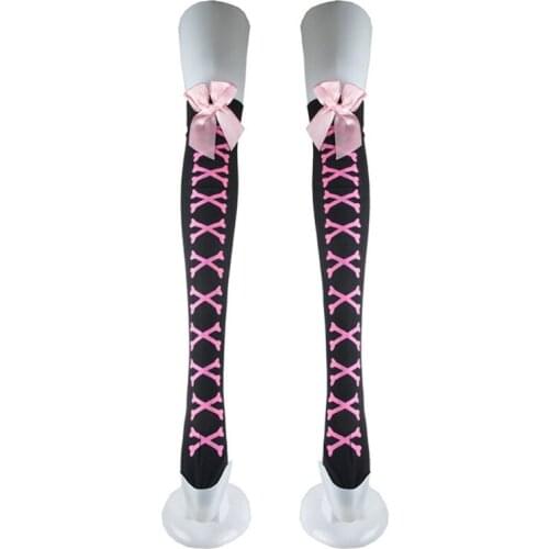 Null Women Girls Halloween Knee High Long Socks Harajuku Gothic Long Skeleton Printing Stockings Festival Party Cosplay Costume