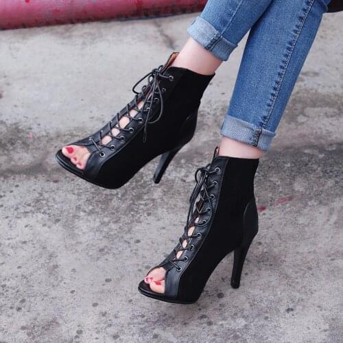 Stilettos Women Dance High Heels Plus Size Shoes 2021 New Thin Heel Sandals Large Short Cool Boots For Womens Dancing shoes