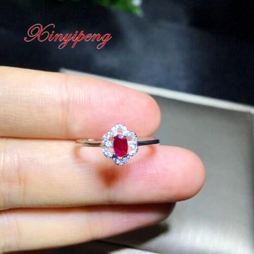 Xin yi peng 925 silver inlaid natural ruby ring, the woman ring, valentines day, birthday gift
