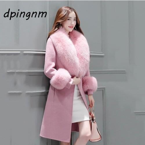 Winter womens long section of the new long coat woolen coat Slim thick woolen coat