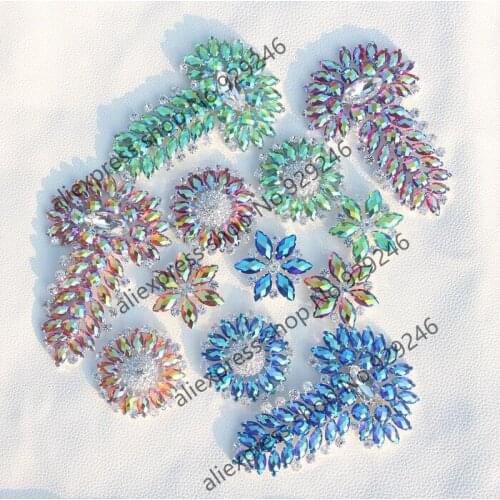 1pc Gorgeous shiny red blue orange green AB resin rhinestone button colorful resin stone flower applique garment shoes accessory