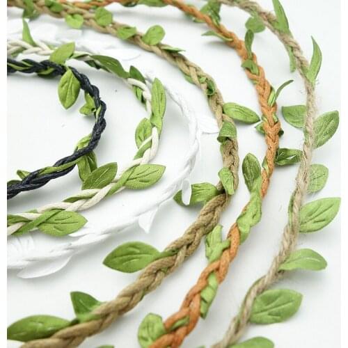 10M Brown Natural Twine String with Leaf Craft Garland accessories Supplies Burlap DIY for Wedding Decoration Rustic Decoration