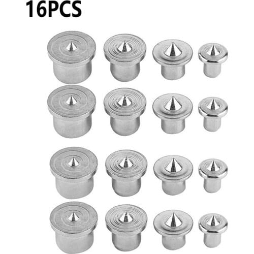 16pcs Steel Chrome Plated Dowel Locator 6mm 8mm 10mm 13mm Round Dowel Centers Point Furniture Positioning Woodworking Drill Bit