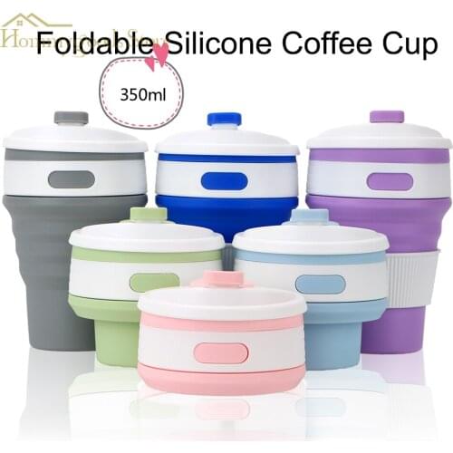 2021 Food Grade Collapsible Silicone Travel Cup Folding Water Bottle Drinking Ware Coffee Mugs BPA FREE Tea Coffee Cups