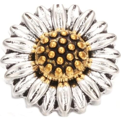 5pcs/lot New Flower 18mm Snap Button Jewelry Gold chrysanthemum Metal Snap Buttons Bracelet Fit DIY 18mm Snaps Jewelry
