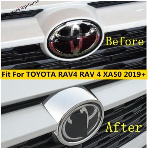 ABS Chrome Front Grill Grille Decor Mark Logo Emblem Ring Circle Cover Trim Accessories For TOYOTA RAV4 RAV 4 XA50 2019 - 2021