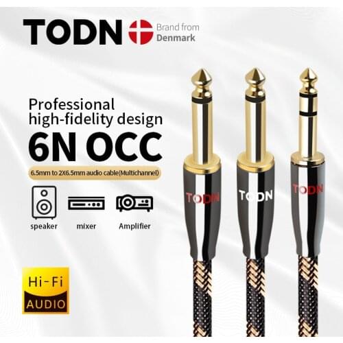 TODN Audio Cable 6.5mm Jack To Canare 6.5mm Jack 6N OCC 1M,1.5M,2M,3M,5M,10M For Microphone,Guitar,Amplifier,CD Player,Speaker