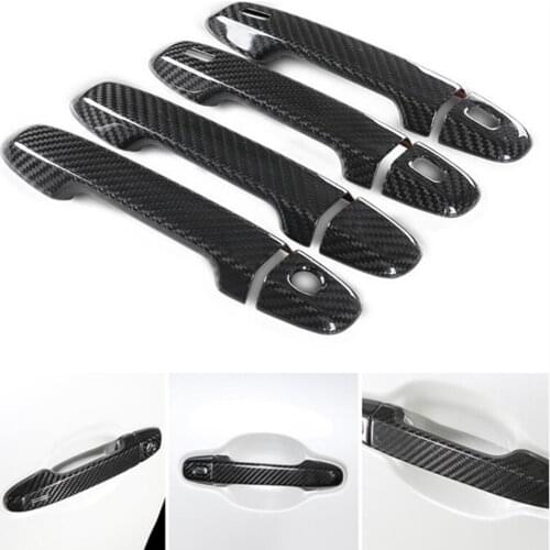 Carbon Fiber Car Exterior Side Door Handle Smart Key Hole Cover Trim Molding For Toyota Alphard AH30 2016 2017 2018 2019