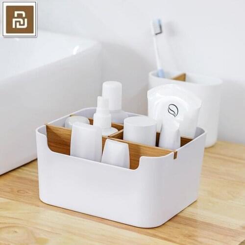2019 Xiaomi Mijia Storage Bamboo BOX Detachable Organiser Sub-grid WOOD box Cosmetic Storage Portable Case Bag Simple style Box