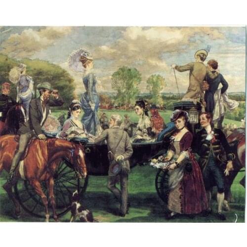 Free shipping wall art decoration picture classical carriage landscape court figure canvas prints oil painting printed on canvas