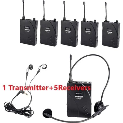 Takstar UHF938/UHF-938 UHF frequency Wireless Tour Guide System 50m Operat Range 1 Transmitter+5 Receivers for Tour guiding
