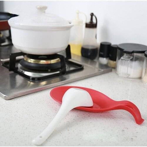 Large Size Silicone Spoon Rest Heat Resistant With Hook MIni Cup Mat Useful Kitchen Gadgets Kitchen Tool
