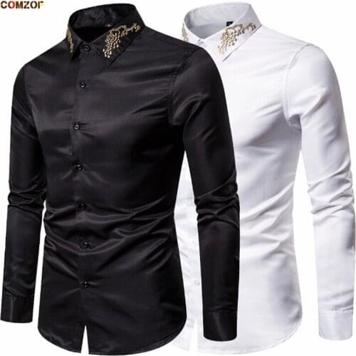 COMZOF Mens Silk Shirts