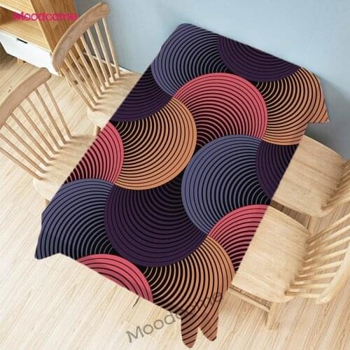Colorful Geometric Waves Nordic Mandala Design Pattern Home Decorative Wall Tapestry Waterproof Tablecloth Desk Art Table Cover