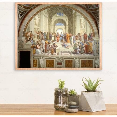 Famous Art School of Athens By Raphael Canvas Painting Ancient Sages Posters for Home Decor