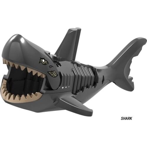 Sharks Building Blocks Brick Horse Crocodile Gorilla Tiger Kids Toys Animal Lockings Figures Assemble