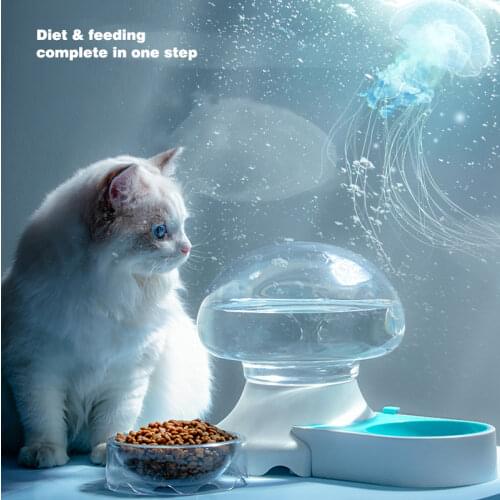 Jellyfish Automatic Cat Water Double Bowl Fountain For Pets Dispenser Large Drinking Dog Bowl Drink No Electricity