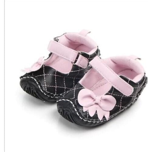 Fashion Plaid Baby Shoes Lovely Bow Hard Sole Toddler Girls Shoes First Walkers
