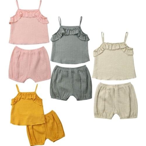 Boutique girl clothes Baby Girls Summer Clothes Soft Cotton Tops+Shorts 2pcs Set Sleeveless Outfits