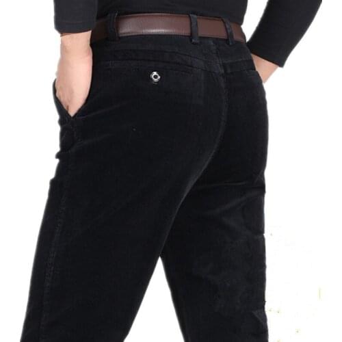MRMT 2021 Brand Mens Trousers Middle-aged Stretch Corduroy Pants for Male Casual Tall Waist Straight Trouser