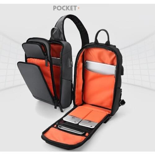 Fashion Chest Bag Men Multiple Compartments Large Capacity Leisure Shoulder Bag Men usb 3.0 Motion Travel Student Crossbody Bag