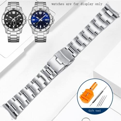 Stainless Steel Strap 20mm 22mm Silver Watchband Suitable For MDV-106 MTP-VD01D Series Mens Watch Chain Gift Tool