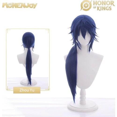 Monenjoy Honor of Kings Zhou Yu Cosplay Wig 520 Valentines Day Legend Skin Blue Cos Hair