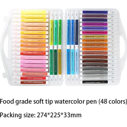 Food Grade Soft Tip Water Wash Watercolor Pen 12/18/24/36/48 Colors Painting Room Drawing Art Supplies Painter Student School