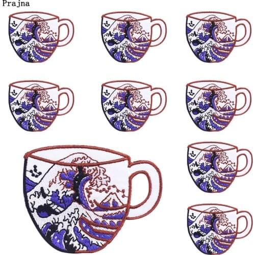 Prajna10PCS Wholesale Waves Embroidered Patches For Clothing Thermoadhesive Patches Iron On Patches On Clothes Cartoon Applique