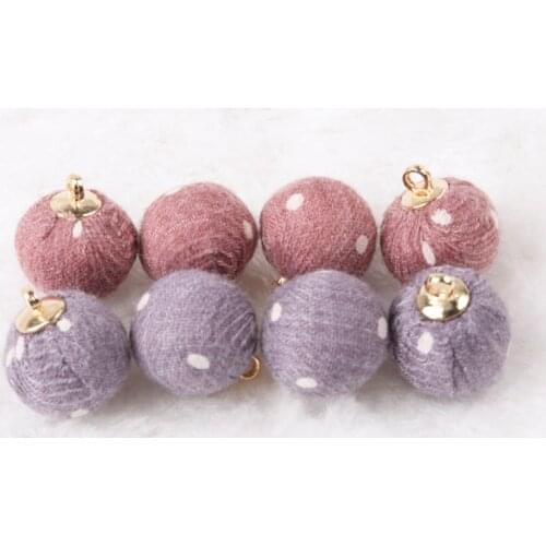 Multicolour Fabric Wool Art Pendant Balls Party Gift Charms Beads Ornament DIY Jewelry Earrings Pendants Handmade 10pcs 15mm