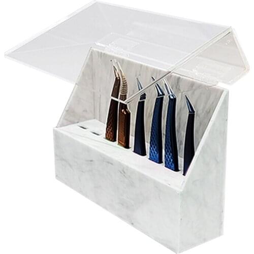 Eyelash Tweezers Storage Rack 8 Holes Clamshell Acrylic Eyelash Extension Tools Organizer Holder Stand Nail Tattoo Tools Shelf