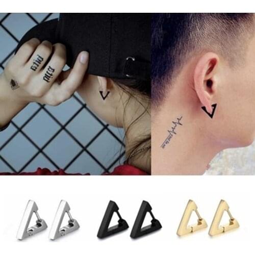 1 pcs Punk Rock Stainless Steel Stud Earring Triangle Heart Shape With Gold Silver Color Beautiful Fashion Jewelry For Women Men