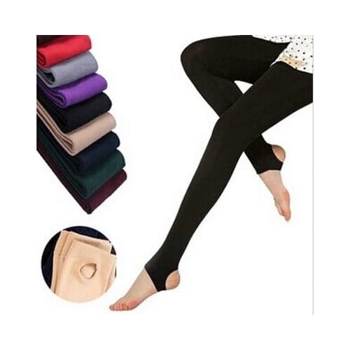 Autumn winter woman thick warm leggings candy color brushed charcoal Stretch Fleece Pants Trample Feet Leggings