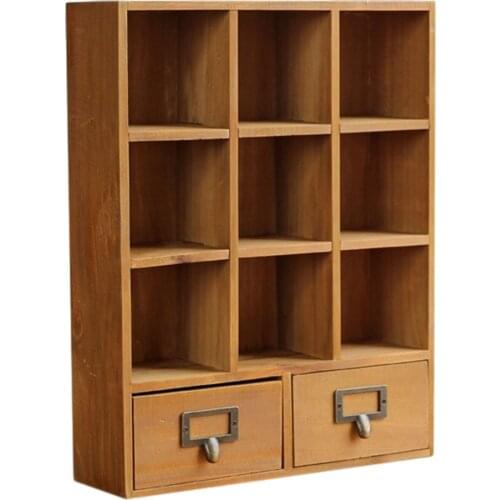 33 X 9.7 X 42cm 4-Tier Home Office Supply Cabinet Box Solid Wood Storage Box Model Accessories For Collection Hobbies