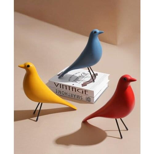 Nordic Creative Black White Bird Decor Craft Resin Miniature Figurines Fairy Garden Living Room Home Decoration Accessories