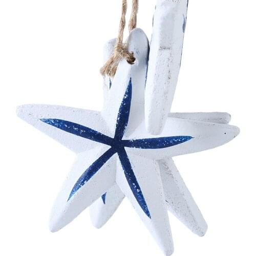 Mediterranean Starfish Fish Nautical Decor Hang Small Adorn Crafts Wood Fish/decorated Marine Pendant Home Decoration
