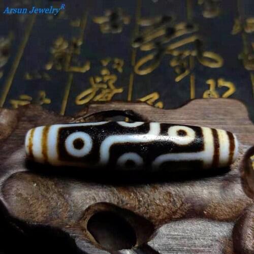Tibetan Feng Shui Black/White 9Eyes Totem Weathering Agate DZI Beads Men&Women Amulet Jewelry Necklace Pendant DIY Free Shipping