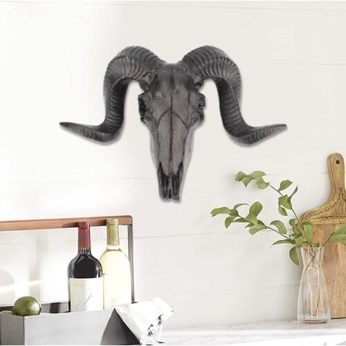 Shofar Skull Ornament Personalized Halloween Props Resin Wall Art Decoration for Home Living Room Office