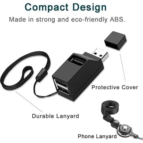 USB Hub 3-Port Ultra Compact Data Splitter/Hub for MacBook Mac Pro Mac Mini iMac Surface Pro XPS PC Flash Drive Mobile HDD