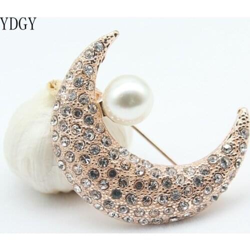 YDGY high-grade retro crystal moon brooch, fashionable simple girl style Brooch