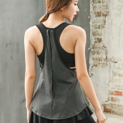Zhangyunuo Sexy Black Yoga Tops Chest Pad Backless Vest Fake Two Pieces Women Sport Top Fitness Gym Shirt Breathable Active Wear