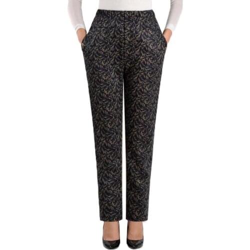 Winter Women Pants Plus Size 4XL Velvet Trousers Thicke Elastic High Waist Pants Female Warm Middle and old Women Trousers Y191