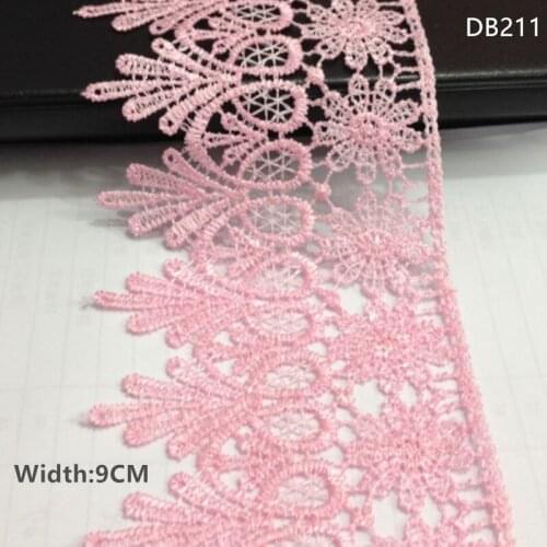 Zsbszc 15 yards 9cm wide Fashion hotsale grey pink fabric lace water soluble lace Curtain sofa pillow decoration lace trim DB211