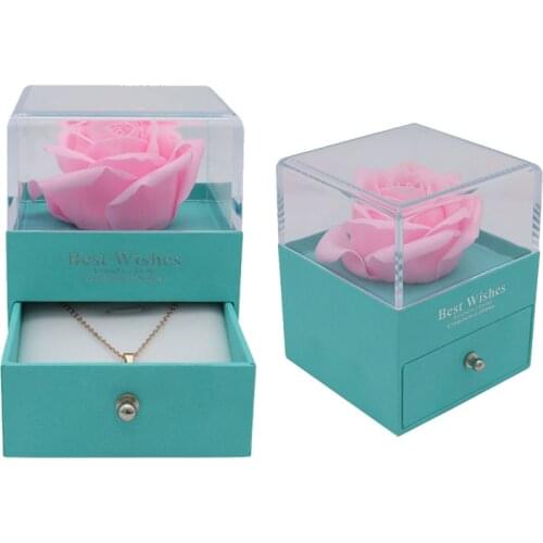 1pcs Personalized Originality pink Rose Pandent Ring Box Christmas Engagement Gift Jewellery Packaging display Box