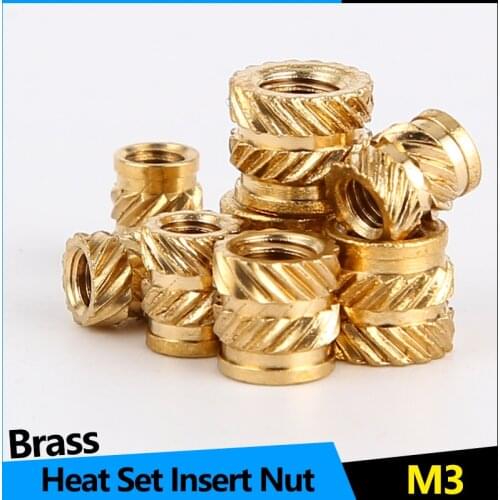 Heat Set Insert Nuts Female Thread Brass Knurled Inserts Nut Embed Parts Pressed Fit into Holes for 3D Printing M3 50Pcs